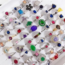 Micro Inlaid Semi-Precious Stone Rings Colored Zirconium Ring Real Gold Plated Without Fading Fashion 925 Mixed Batch Female228x