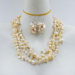 Necklace Earrings Set 3 Shares. 8MM Natural Pink Baroque Cloud Bean Pearl Necklace. Charming Women's Classic Jewelry 19"