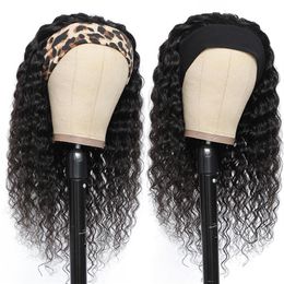 human virgin hair straight body water wave deep jerry kinky curly full machine headband wig none lace for black women263y