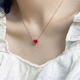 Pendant Necklaces 316L Stainless Steel Red Love Heart Necklace For Women 2023 Trendy Temperament Simple Neck Chain Jewellery Gift Choker