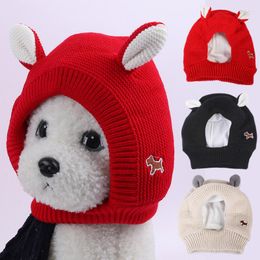 Dog Apparel 1Pc Fashion Winter Ear Muffs Knitted Hat Warm Puppy Cap Design Cute Pet Headgear Earmuffs Windproof Headwear