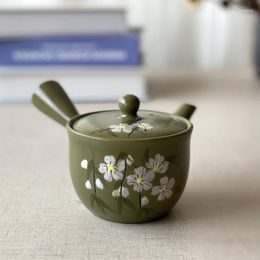 Hip Flasks Japanese Style Side Handle Teapot Cherry Blossom Small Capacity Ceramic Urgent Vintage Tea Making Single