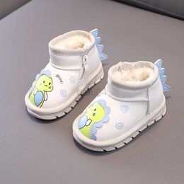 Boots Cute Cartoon Dinosaur Baby Boys' 2022 Snow Boots Children's Fashion Round Head Casual Non Slip Warm Winter Girls' Short Boots L0824