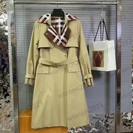 Tasarımcı Kadın Trençkotlar 2033FW Sonbahar Marka Uzun Ceketler Yüksek Son Moda Kadın Bbr Coats Klasik Tasarımcı Khaki Renk Boyutu S M L XL