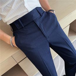 Men's Suits Fashion High Waisted Suit Pants For Men Slim Fit Casual Business Dress Solid Color Office Social Trousers 2023 Autumn