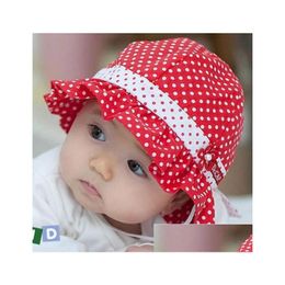 Caps Hats Kids Toddlers Baby Girls Sun Hat Polka Dot Flower Bucket Cap Bowknot Pearl G593 Drop Delivery Maternity Accessories Dhp4Z