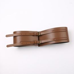 Belts Waist Belt Double Buckle For Cowboy Cowgirl Dark Brown Vintage Girl WaistChain Wide Oversize