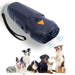 Dog Collars Leashes Ultrasonic Repeller Anti Barking Stop Bark Training Device Deterrent LED Flashlight Dual Sensor With USB Rechargeable 230823