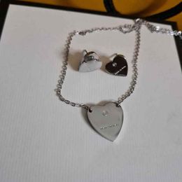 Silver Colour Women Designer Earrings Necklace G Letter Love Heart Pendant Titanium Steel Luxury Love Set Fashion Jewellery Wholesale
