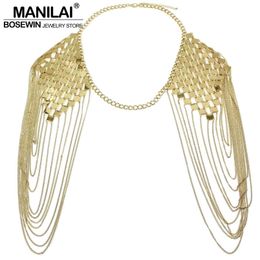 Navel Bell Button Rings MANILAI Bohemian Punk Statement Necklaces Collar Shoulder Chain Long Pendant Sexy Body Jewellery 230824