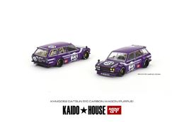 Diecast Model Car Kaido House X Mini GT 1 64 Datsun Kaido 510 Wagon Carbon Fiber / Tent V1 Model Car 230823