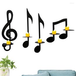 Candle Holders Black Music Note Wall Art 4 Pcs Iron For Living Room Candlestick Sconce Musical