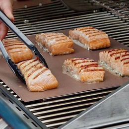 Tools 10 Pcs BBQ Grill Mat Non-stick Heat Resistant Outdoor Baking Reusable Barbecue Party Accessories