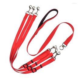 Dog Collars Three Heads Leashes One Drag Pet Traction Belt Nylon Weave Adjustable Cats Strong Safety Lead Supplies