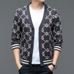 Famous Men's Sweaters Jacquard knitted cardigan sweater men's jacket 2023 Spring and Autumn V-neck large flower trend casual sweater men's top