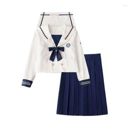 Work Dresses Jk Uniform Dress Sets Sailor Collar Shirt Korean Japanese Style Sweet Two Piece Women Outfits Summer Female Clothing