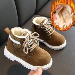 Boots Children Casual Shoes Autumn Winter Boots Boys Shoes Warm Kids Shoes Leather Soft Antislip Girls Boots 21-30 Sport Running Shoes 230823