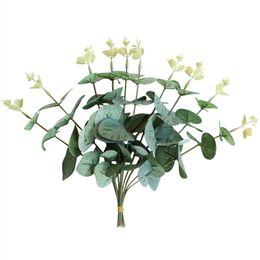 Decorative Flowers Wreaths Artificial Eucalyptus Stem Leaves Silk Green Christmas Decorations Fake Plants Cake Home Decor Wedding Plastic Flowers Bouquet 230823