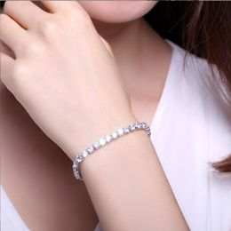 fashioh hip hop 4mm cz tennis bracelet zircon beads men bangle chains strand bracelets for women pulseiras bijoux silver crystal bracelets