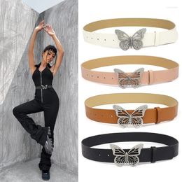 Belts Western Rhinestone Butterfly Buckle Belt Teens Girls Adjustable Waist Strap Nightclub Cowboy Cowgirl Jeans Skirt Waistband