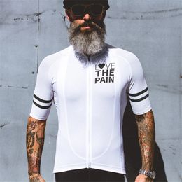 Cycling Shirts Tops Love The Pain Mens Short Sleeve Cycling Jersey Road Bicycle Shirt Bike Quick Dry Jersey Breathable Maillot Ciclismo 230823