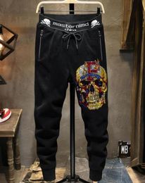 Men's Pants Rhinestones Skull pants europe design Men Fashion Streetwear pant Slim trousers 230823