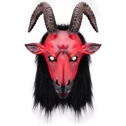 Party Masks Horror Halloween Mask Demon Antelope Latex Mask Anonymous Mask Cosplay Headwear Props Halloween Party Masquerade Supplies 230823