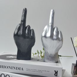 Decorative Objects Figurines Modern Nordic Style Vertical Middle Finger Statue Resin Craft Sculpture Home Art Ornament Decoration 230823