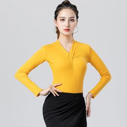 Stage Wear 5 Colours Female Modern Dancing Top Latin Dance Tops Women'S Ballroom Competition Training Clothes DWY9344
