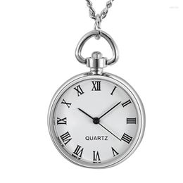 Pocket Watches Necklace Pendant Quartz Watch Roman Numerals Easy Read Small Fob Chain Clock For Men Women The Old People Simple Reloj