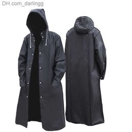 D2 Black Fashion Adult Waterproof Long Raincoat Women Men Rain coat Hooded For Outdoor Hiking Travel Fishing Climbing Thickened Q230824