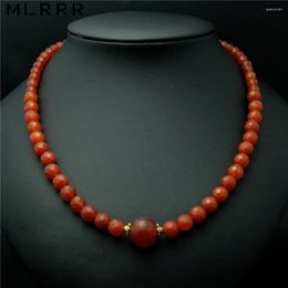 Chains Vintage Classic Natural Agates Stones Jewellery Delicate Luxurious Red Rubies Beaded Strand Choker Necklace