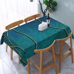 Table Cloth Waterproof Luxurious Deep Bluish Green And Strings Gemstone Tablecloth Edge Covers Texture Marble Abstract