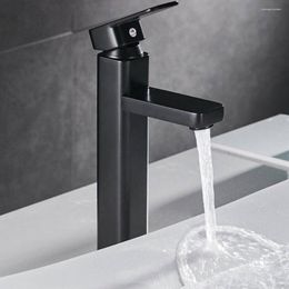 Bathroom Sink Faucets Basin Faucet Black Cold And Water Mixer Stainless Steel Ceramic Cartridge Single Hole Square Taps