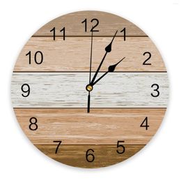 Wall Clocks Vintage Farm Barn Brown Gradient Bedroom Clock Large Modern Kitchen Dinning Round Living Room Watch Home Decor