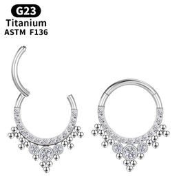 Septum Piercing CZ Nasenring Scharnier Segment Clicker Frauen Industrial Titan Tragus Knorpel Ohrringe Körper Schmuck Mädchen Geschenk