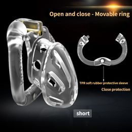 Cockrings Plastic Openable Base Penis Ring Cock Cage with 4 Size Rings Male Chastity Device Adult Game Sex Toys for Men Gay 230824