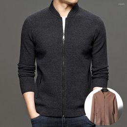 Men's Sweaters Brand Knitted Bomber Jacket Full Zip Cardigan With Zipper Pocket Male Solid Color Warm Knitwear Coat For Men Jumper XXL