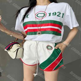 women cotton T-shirts shorts two piece suit casual short pants tracksuit luxury yoga running tracksuits letter logo g ci brand sw227v
