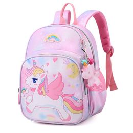 Backpacks Unicorn Backpack For Girls Cartoon Pink Princess School Bags Kids Satchels Kindergarten Bookbag Mochila Infantil Escolar 230823