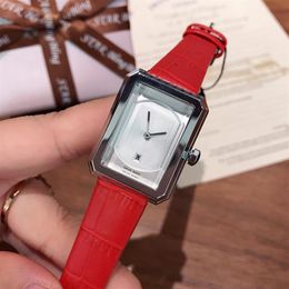 luxury women watches fashion lady wristwatches rectangle Top brand designer leather strap quartz womens watch for ladies Christmas307c