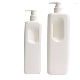 Storage Bottles 500ML 1000ML Empty Plastic White Square Bottle Protect Form Light Portable PET Lotion Press Pump Refillable Cosmetic 8Pieces