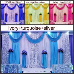 Wedding Backdrop Swag Party Curtain Celebration Stage Performance Background Drape Silver Sequins Wedding Favours SuppliersZZ