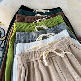 Men's Shorts Korean Waffle Men Summer Casual Solid Color Short Pants 2023 Brand Elastic Waist Male Loose Bottoms Unisex Clothing