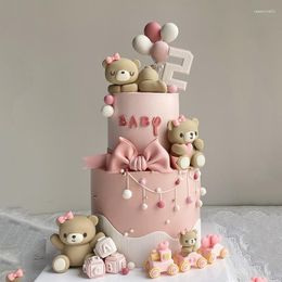 Festive Supplies Baby Bear Cake Topper Birthday Party Girl Adult Wedding Valentine's Day Heart Love Doll Supply