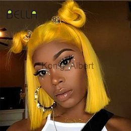 Synthetic Wigs Bella Synthetic Lace Front Wig Short Bob Lace Wigs For Female On Sale Blonde Pink 613 Yellow High Density Lace Cosplay Wigs x0824