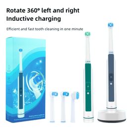 Toothbrush Rotary Electric Toothbrush with Base Rechargeable Dental Automatic High Frequency Vibration Tartar Stains Remove Teeth Whitening 230824