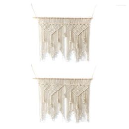 Tapestries 2X Macrame Wall Hanging Handwoven Bohemian Cotton Rope Boho Tapestry Home Decor Creamy-White