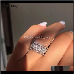 Jewellery Drop Delivery 2021 Vecalon Starlight Promise Ring 925 Sterling Sier Five Dazzling Layers Diamond Cz Engagement Wedding Ban304s