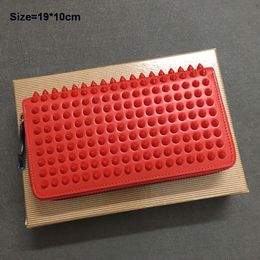 Long Wallets Panelled Spiked Clutch bags Women Patent Real Leather Mixed Rivets bag Clutches Lady Purses with Spikes Men leahter Wallet Box Dustbags